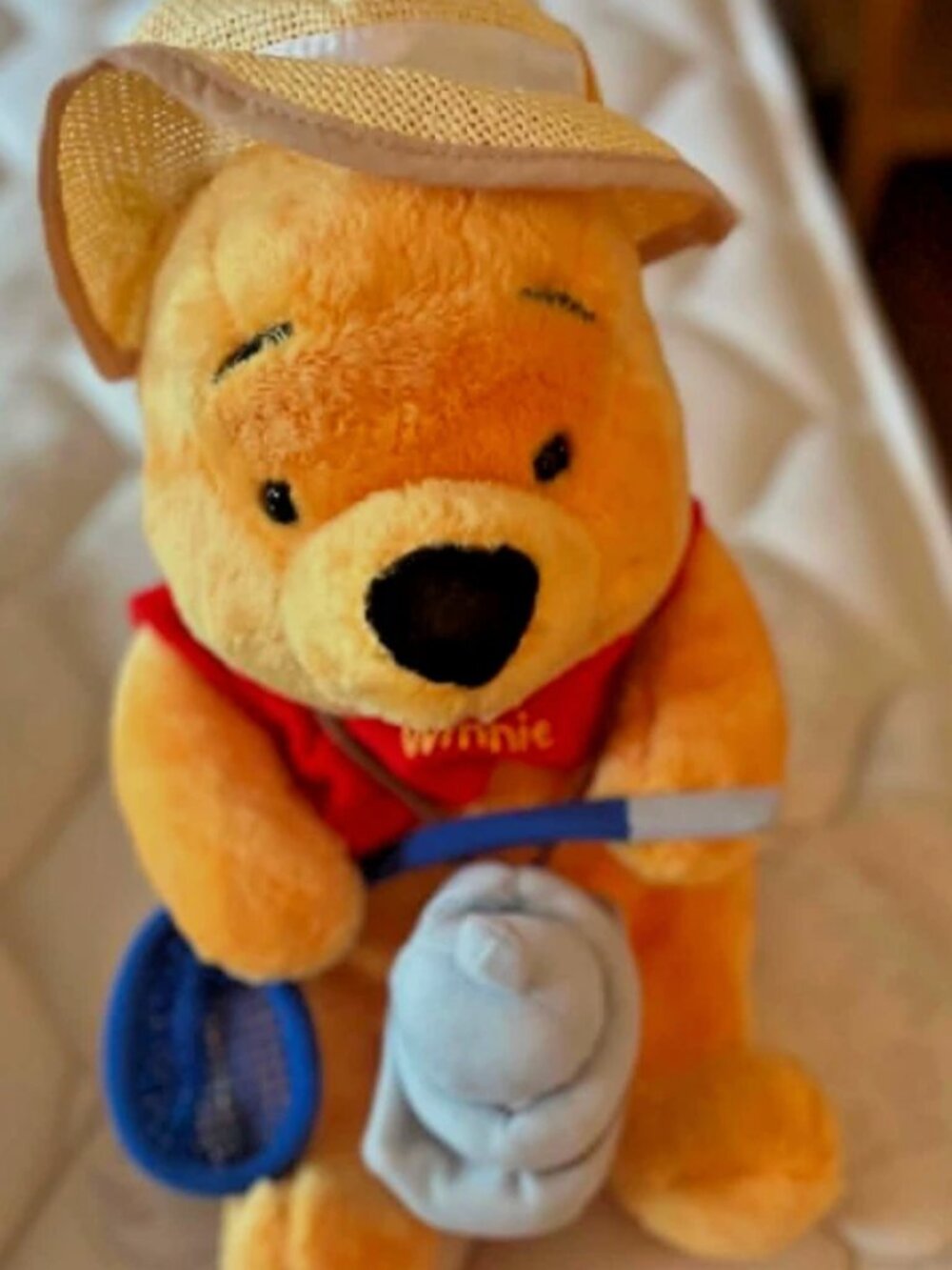 Disney Winnie the Pooh Fisherman Plush Toy Teepee Net Hat Stuffed Bear